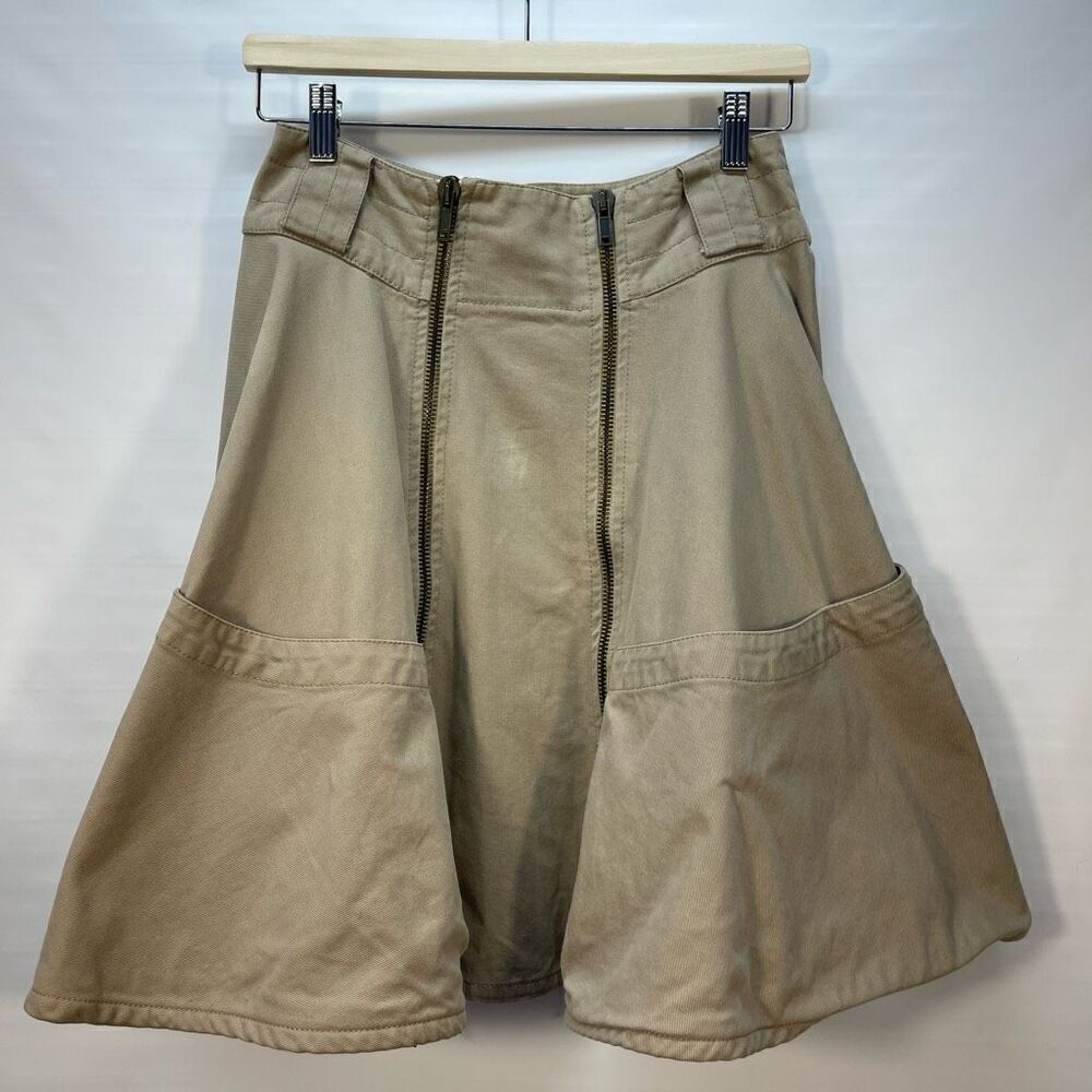 (NUDE) Beige Layered Flared High Rise Ruffle Denim Skirt Size 28